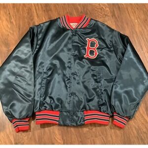 Vintage Locker Line Boston Red Sox MLB Satin Jacket Adult Large Blue Red Rare
